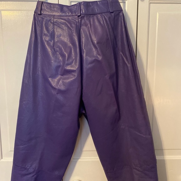 100% Leather Purple Pants Petite 6 - Picture 3 of 7